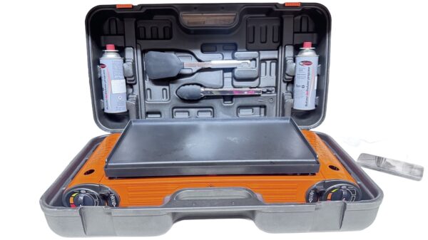 Double gas stove camping 4x4 Cyprus — overlanding kitchen