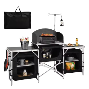 Camping kitchen table windscreen — overlanding cooking setup Cyprus