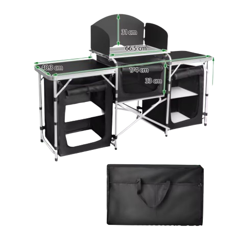 Camping kitchen table side tables shelf — Iron Trek Overland