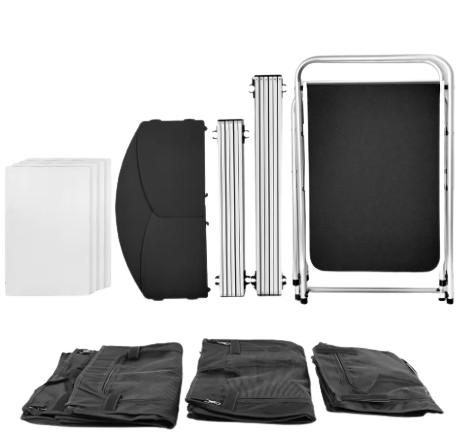 Portable camp kitchen station — steel frame folding table