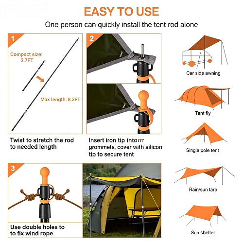 Aluminium adjustable poles 94-235cm — camping overlanding