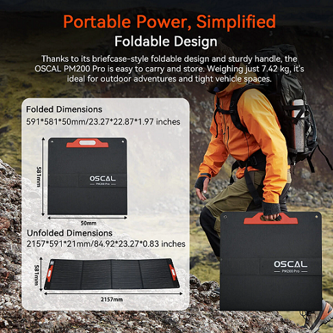Oscal PM200 Pro compact 7.42kg camping solar — overlanding Cyprus