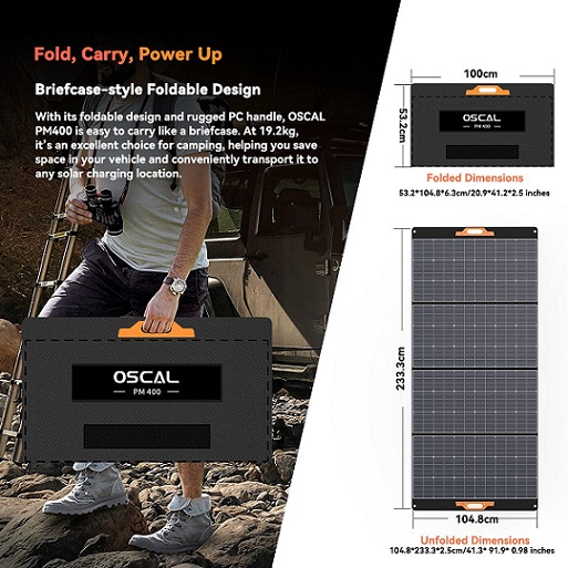 Oscal PM400 Pro 400W Foldable Solar Panel